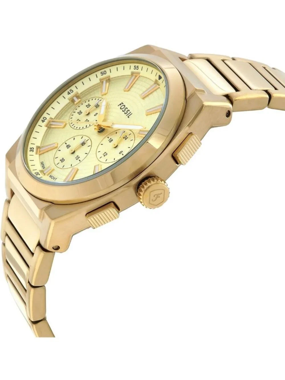 NWT Fossil Everett Chronograph Quartz Gold Dial Men's Watch